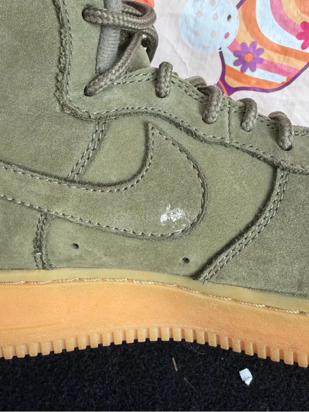 NIKE AIR FORCE 1 HIGH WB GS 922066-202 Youth Size 6 Olive Green